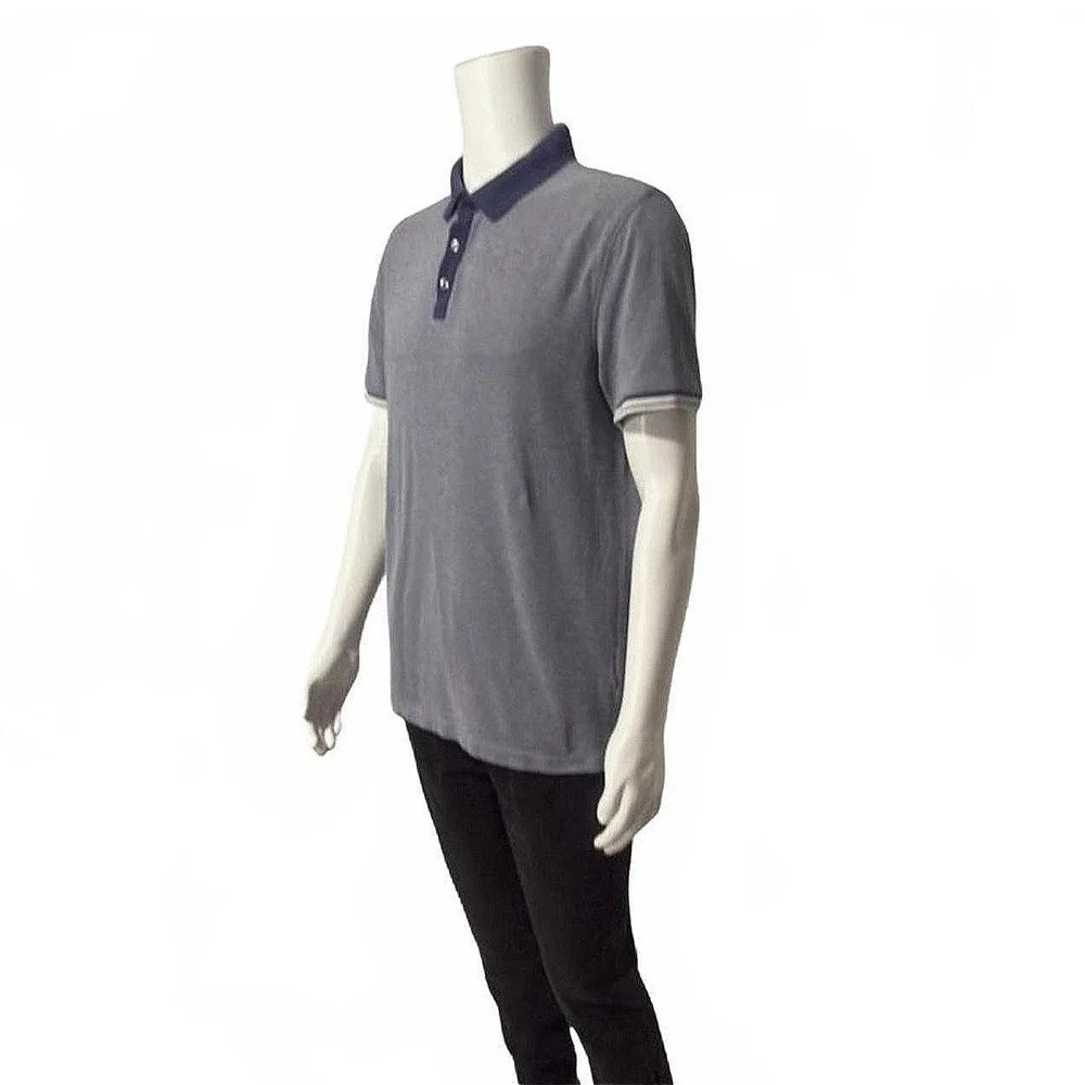 Banana Republic Men's Blue Short Sleeve Polo Shirt With‎ Navy Collar Size Large